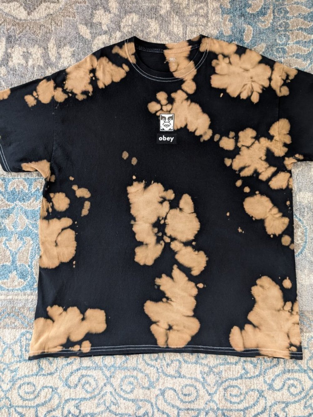 OBEY T Shirt Men's XL Black Brown Tie Dye Short Sleeve Logo - Picture 10 of 10